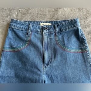 Madewell Wide Leg Jeans with Rainbow Stitching